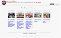 Home page screen shot of Bell Buick Parts with text and image links to Ebay interface
