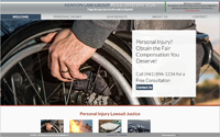Home page screen shot of Kenyon Law website with hero slider displaying auto accident